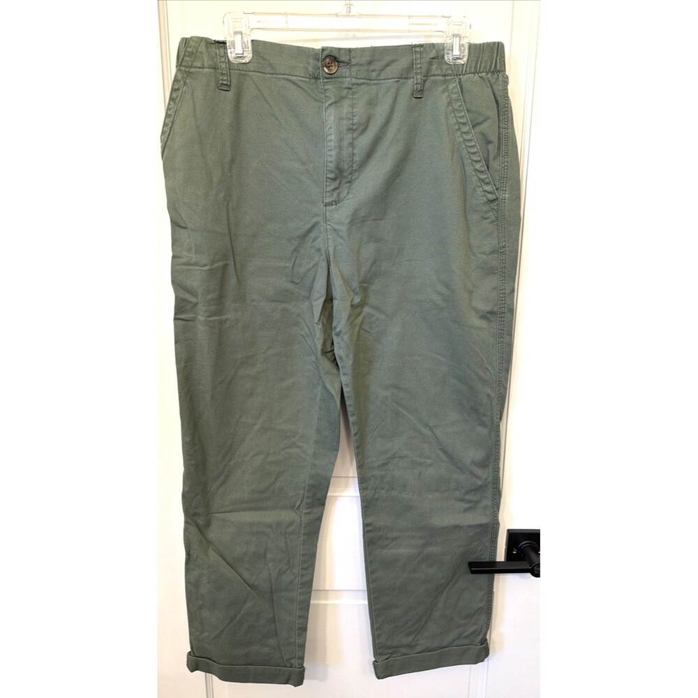 Old Navy OG Chino Pants Womens Large Comfort Waist Green Tapered Preppy Stretch